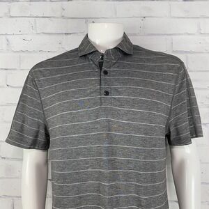 Lululemon Shirt Men's Large Polo Short Sleeve Grey Logo Athleta Performance